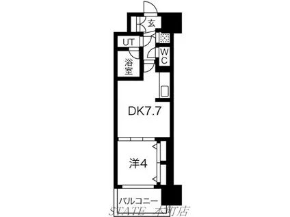 グランカーサ難波元町(1DK/14階)の間取り写真
