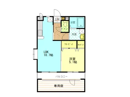 サンタプレイス(1LDK/1階)の間取り写真