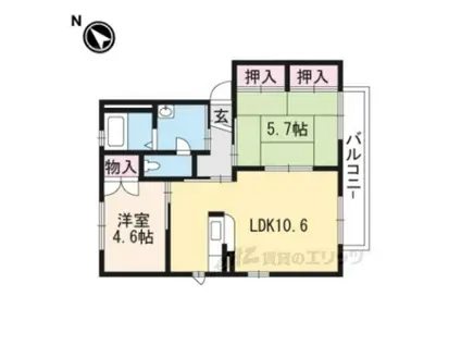 フレールメゾンB棟(2LDK/1階)の間取り写真