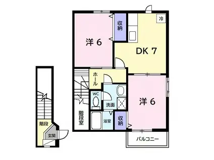 フォレストII(2DK/2階)の間取り写真