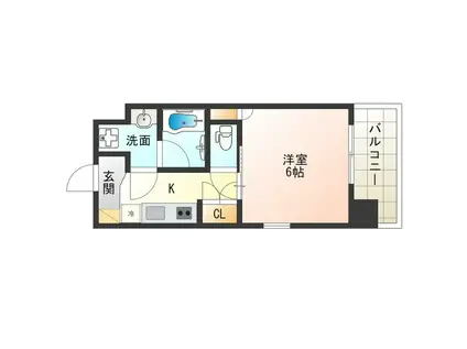 PRIMAVERA NISHISHINSAIBASHI(1K/2階)の間取り写真