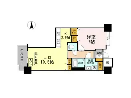 品川シーサイドビュータワーI(1LDK/6階)の間取り写真