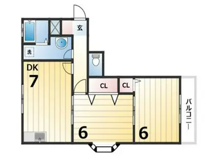 ピボットハイムB(2DK/1階)の間取り写真