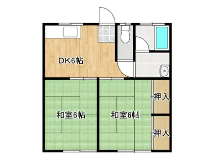 森田アパート(2DK/2階)の間取り写真