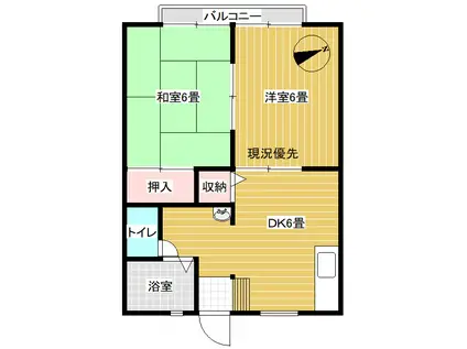 オリエントハイツ(2DK/2階)の間取り写真