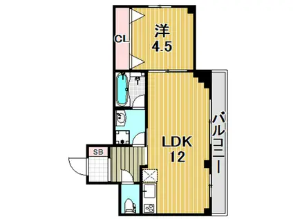 リアン春日野道(1LDK/3階)の間取り写真