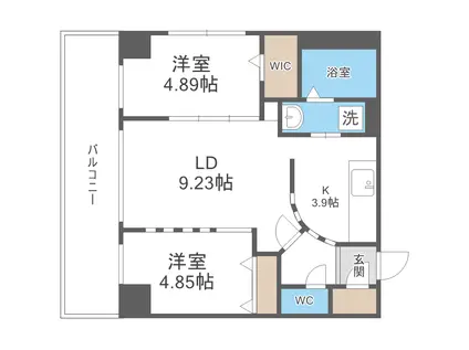 コローレ知事公館前(2LDK/5階)の間取り写真
