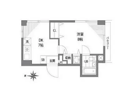 ドエル大橋(1DK/3階)の間取り写真