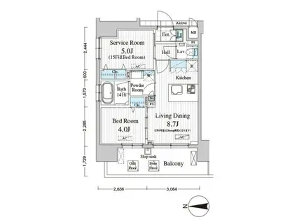 TOTSU RESIDENCE KAMINARIMON(1SLDK/3階)の間取り写真