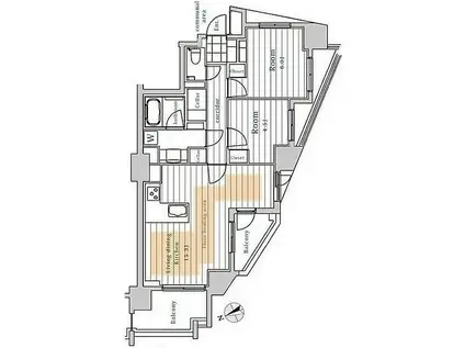 レスピール早稲田(2LDK/5階)の間取り写真