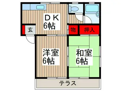 三上ハイツII(2DK/1階)の間取り写真