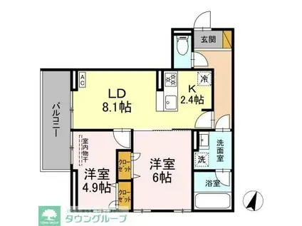 リシェスみのり台 A棟(2LDK/2階)の間取り写真