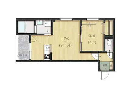 LIEN東津田(1LDK/3階)の間取り写真