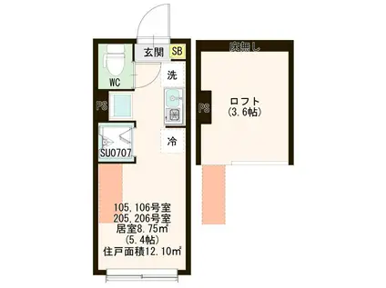 クレインリーベン北赤羽(ワンルーム/2階)の間取り写真