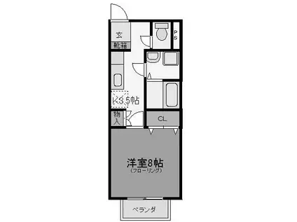 グランドヒルズ早川(1K/2階)の間取り写真