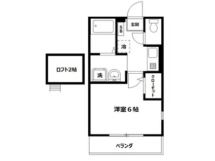 コウジィーコートI(1K/2階)の間取り写真