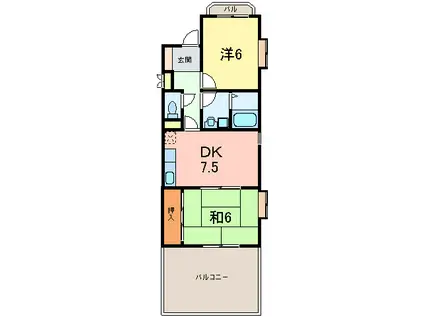 エスポワール魚崎(2DK/3階)の間取り写真