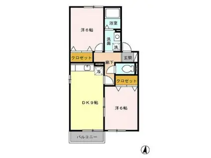 サニーハウス上今井AB(2DK/2階)の間取り写真