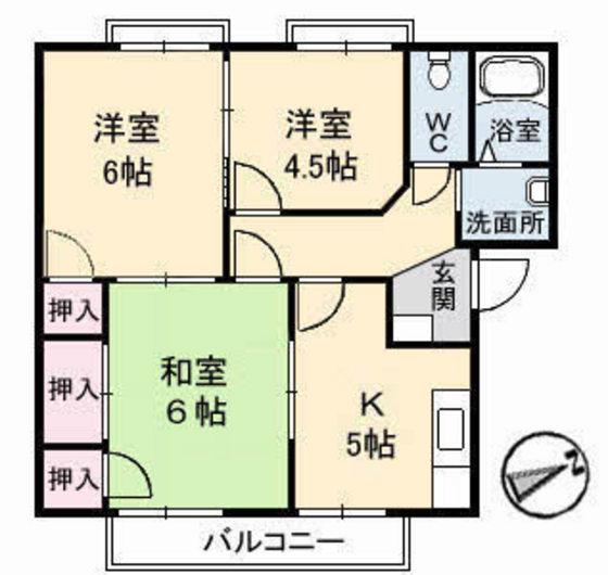 フレグランス佐々木C棟(3K/2階)の間取り写真