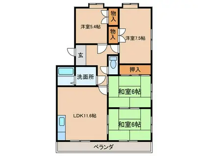 サニーコート朝宮(4LDK/3階)の間取り写真