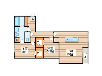 ＪＲ東北本線 南仙台駅 徒歩5分 3階建 築2年(2LDK/1階)の間取り写真