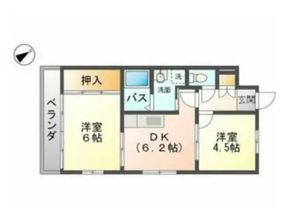 フローラル本庄(2DK/2階)の間取り写真