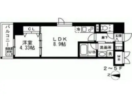 LA BELJOUR 錦糸町(1LDK/8階)の間取り写真