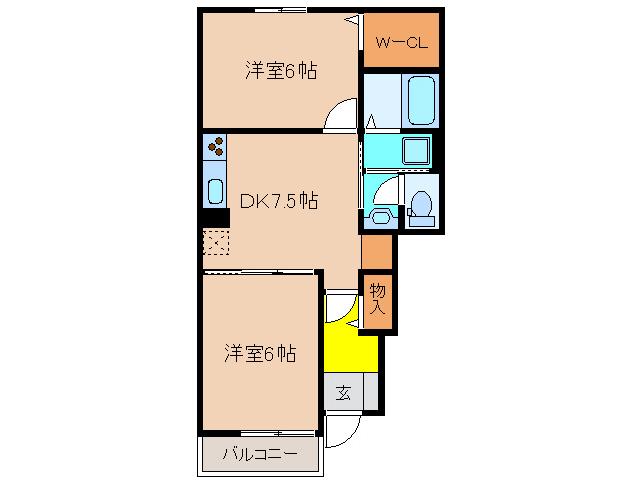 チェルシー 有野町有野(2DK/1階)の間取り写真