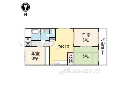 第6サンコウヒルズ西館(3LDK/4階)の間取り写真