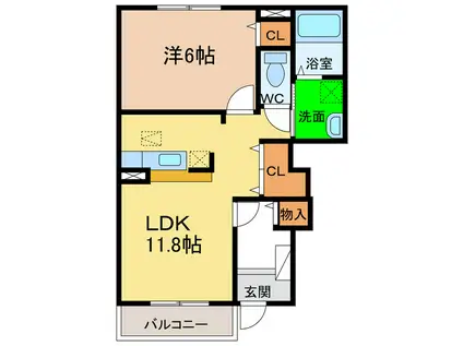 グレースガーデン(1LDK/1階)の間取り写真