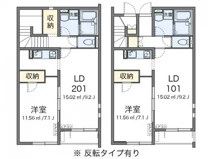 クレイノプレジオB(1LDK/1階)の間取り写真