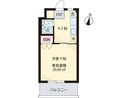 アビタシオンII(1K/2階)の間取り写真