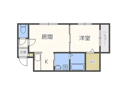 ルチアーノ山鼻(1LDK/3階)の間取り写真