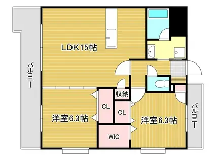 グランヒルズ(2LDK/2階)の間取り写真