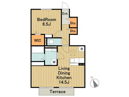 BRYANT PARK D(1LDK/1階)の間取り写真