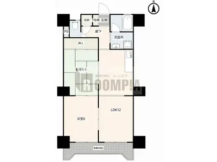 グランフォレスト(2LDK/4階)の間取り写真