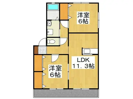 ヴァインコートC(2LDK/1階)の間取り写真