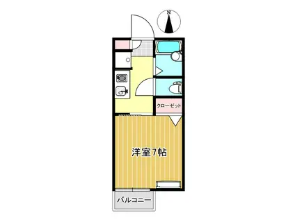 コーポマドリガル(1K/1階)の間取り写真