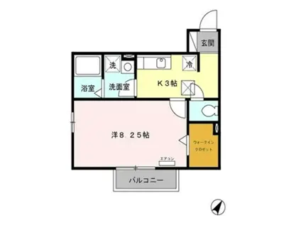 SD VI(1K/2階)の間取り写真