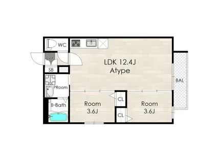 アバンティオ泉佐野(2LDK/1階)の間取り写真