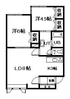 サイレンスコートA/B棟(2LDK/2階)の間取り写真