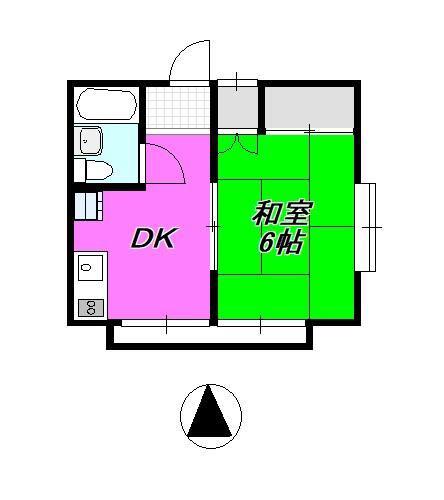 モリベハイツ(1DK/2階)の間取り写真