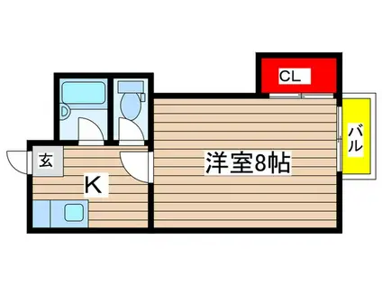 ブルーハイツ3(1K/2階)の間取り写真