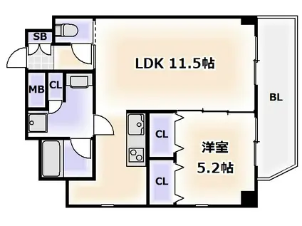 オルフェアレジデンス難波(1LDK/7階)の間取り写真