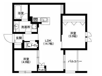 ウインドバリー(2LDK/2階)の間取り写真