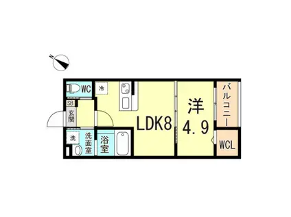 ボヌール御蔵通(1LDK/3階)の間取り写真