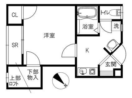 DORMITORY BELLII(1K/1階)の間取り写真