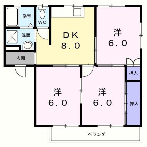 ハイツ岡本(3DK/2階)の間取り写真