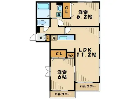 メゾン・リヴ・クレールI(1SLDK/3階)の間取り写真