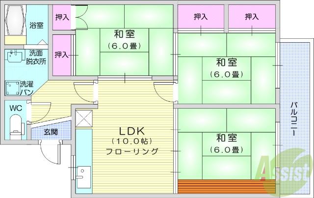 ケヤキハイツ1(3LDK/2階)の間取り写真